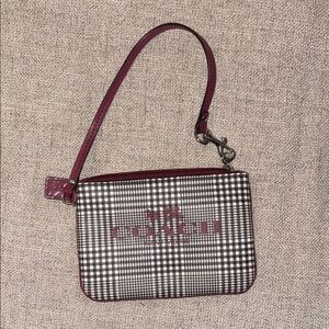 Coach Black and White Houndstooth Wristlet